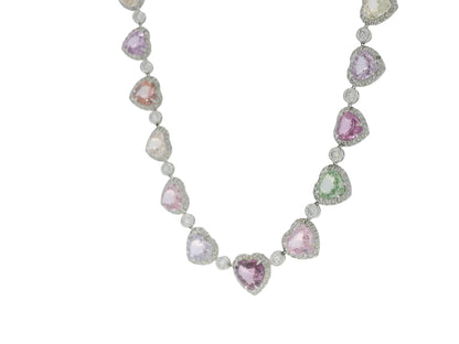 Fred Leighton Platinum Heart Sapphire & Diamond Necklace GAL Appraisal