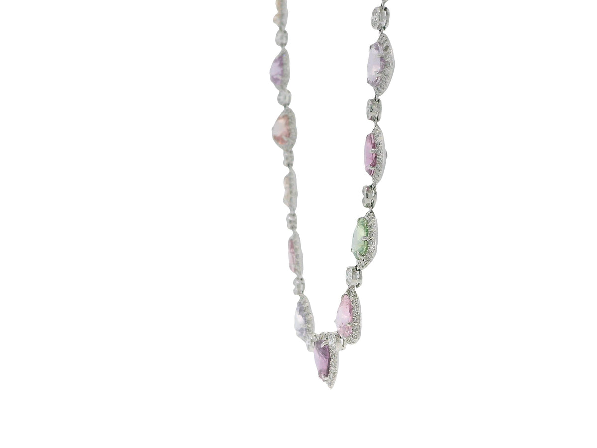 Fred Leighton Platinum Heart Sapphire & Diamond Necklace GAL Appraisal