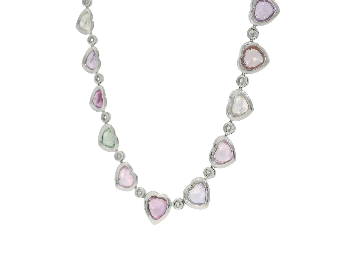 Fred Leighton Platinum Heart Sapphire & Diamond Necklace GAL Appraisal