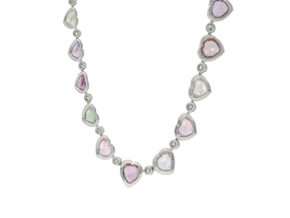 Fred Leighton Platinum Heart Sapphire & Diamond Necklace GAL Appraisal