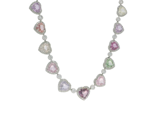 Fred Leighton Platinum Heart Sapphire & Diamond Necklace GAL Appraisal