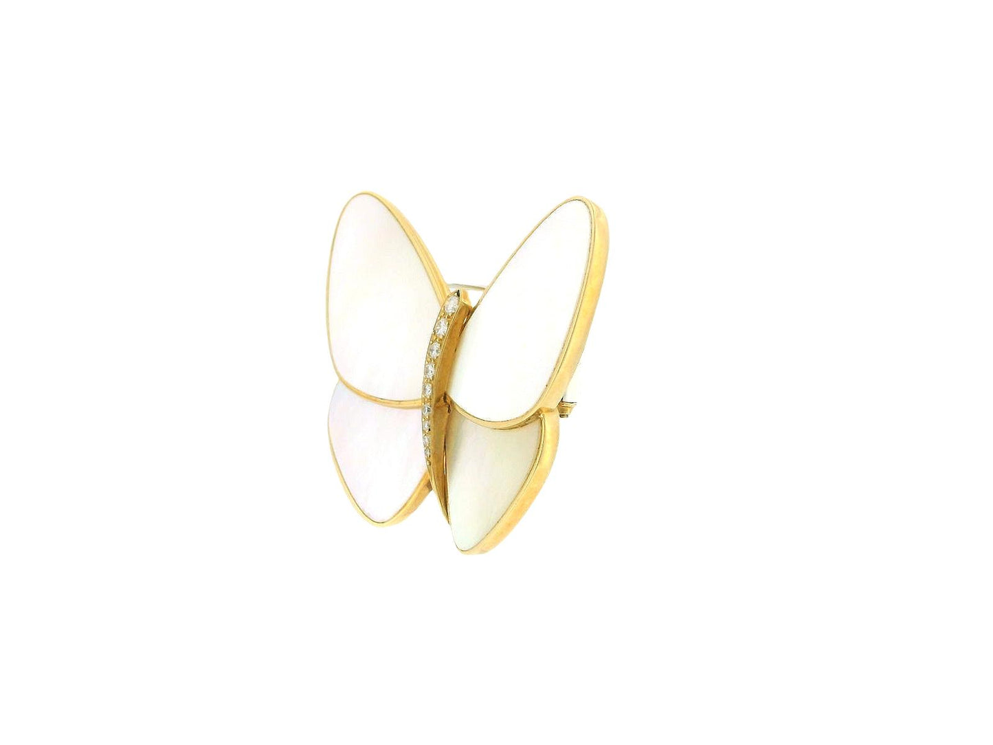Van Cleef & Arpels Butterfly MOP Diamond 18K Yellow & White Gold Brooch