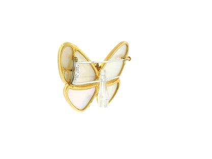 Van Cleef & Arpels Butterfly MOP Diamond 18K Yellow & White Gold Brooch