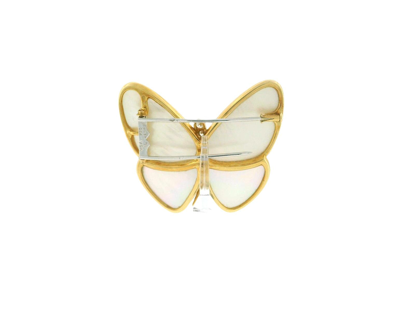 Van Cleef & Arpels Butterfly MOP Diamond 18K Yellow & White Gold Brooch