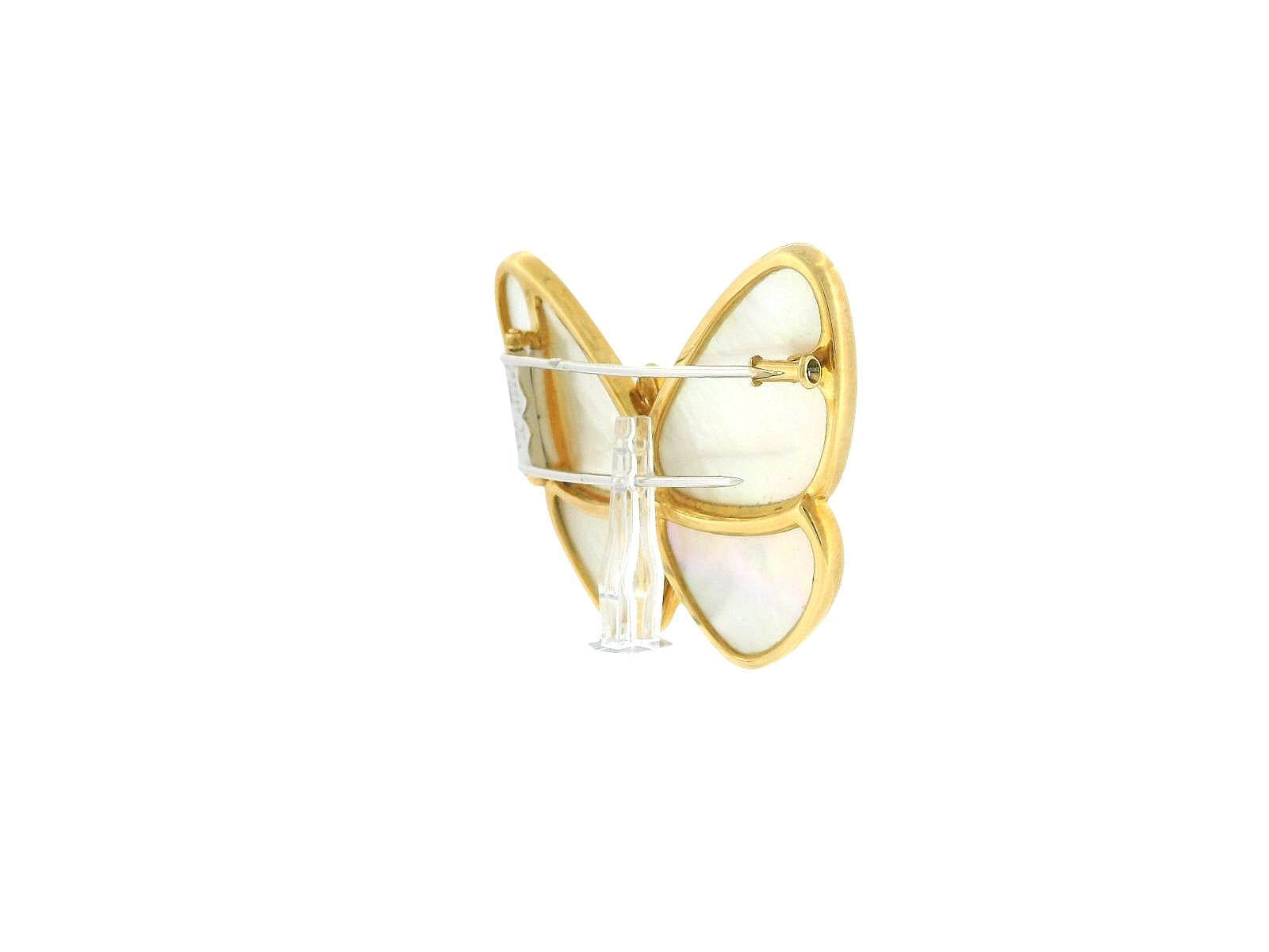 Van Cleef & Arpels Butterfly MOP Diamond 18K Yellow & White Gold Brooch