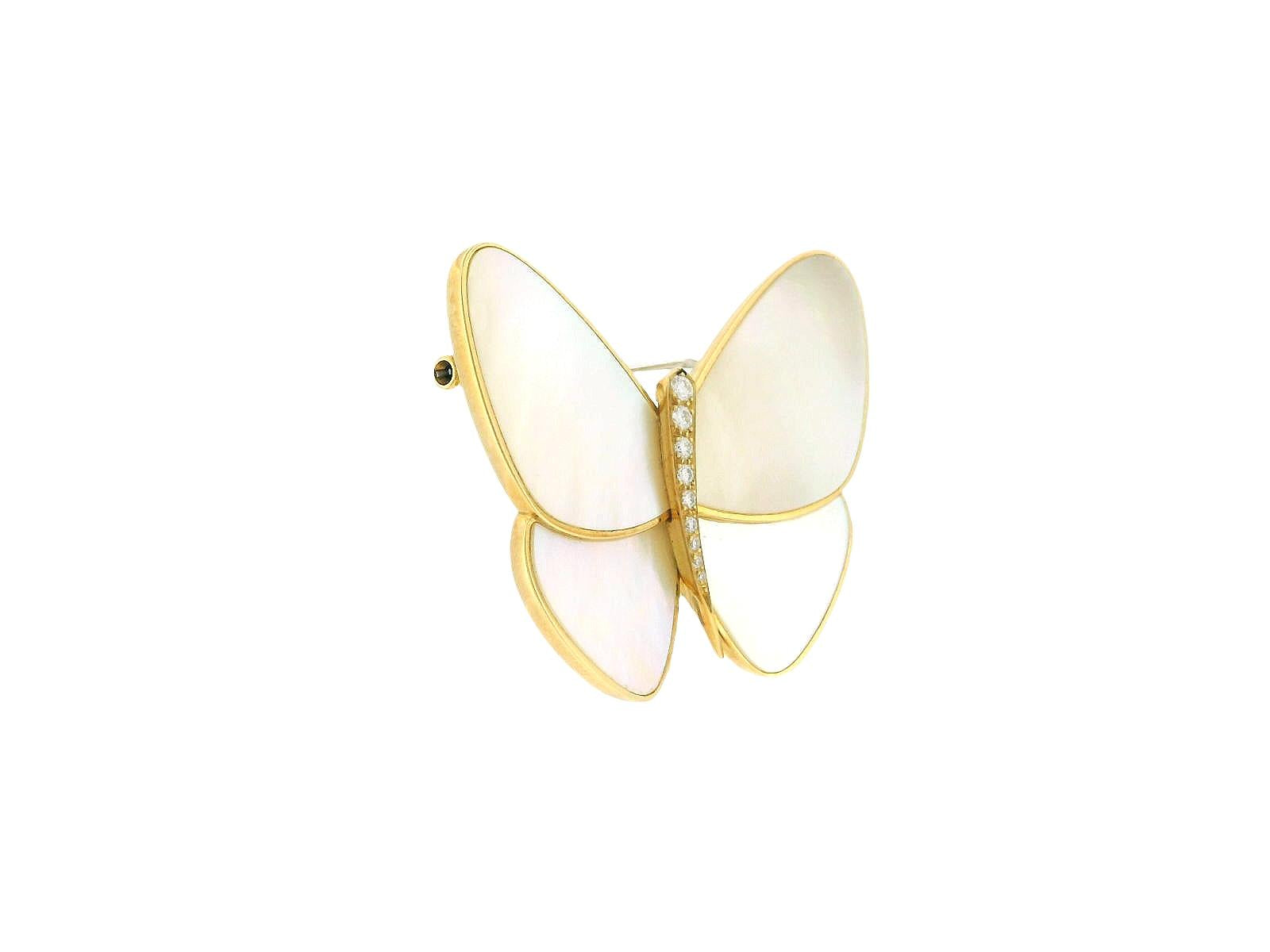 Van Cleef & Arpels Butterfly MOP Diamond 18K Yellow & White Gold Brooch