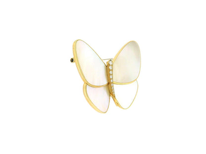 Van Cleef & Arpels Butterfly MOP Diamond 18K Yellow & White Gold Brooch