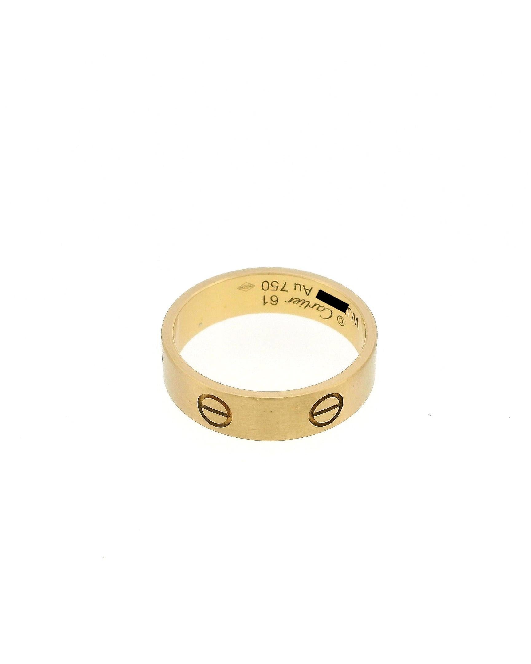 Cartier Love 18K Yellow Gold Ring Size 61