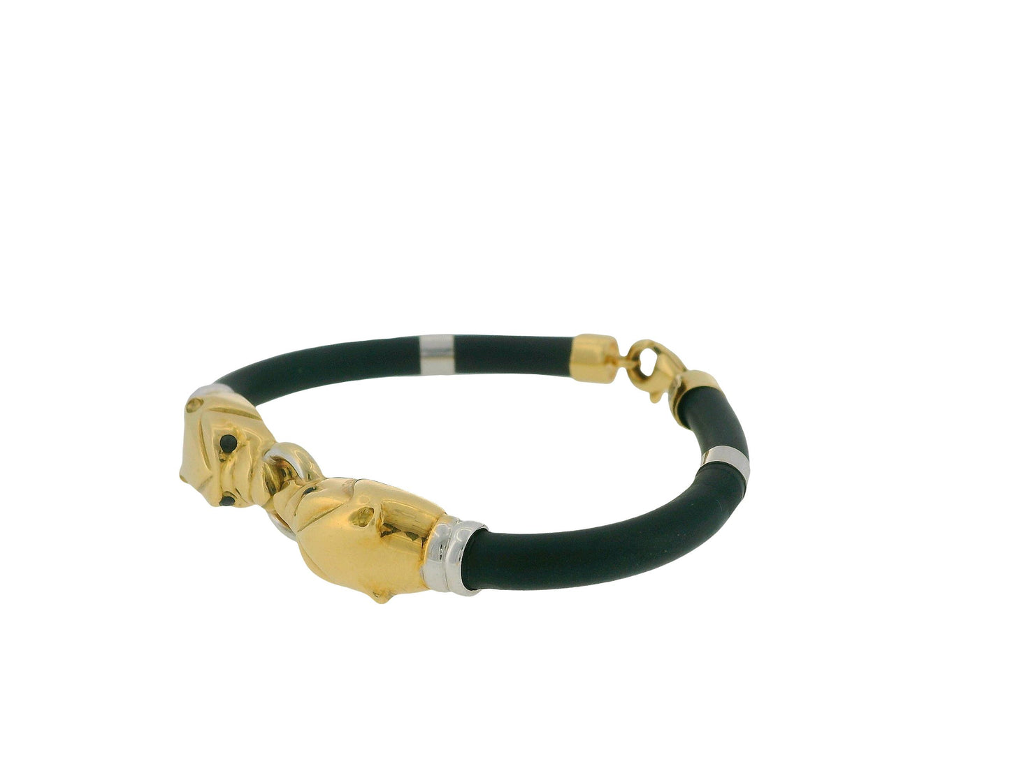 18K Yellow & White Gold Two-Panther With Sapphire Eyes Bracelet