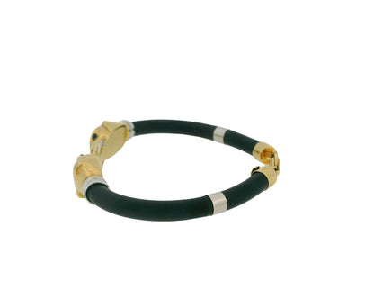 18K Yellow & White Gold Two-Panther With Sapphire Eyes Bracelet