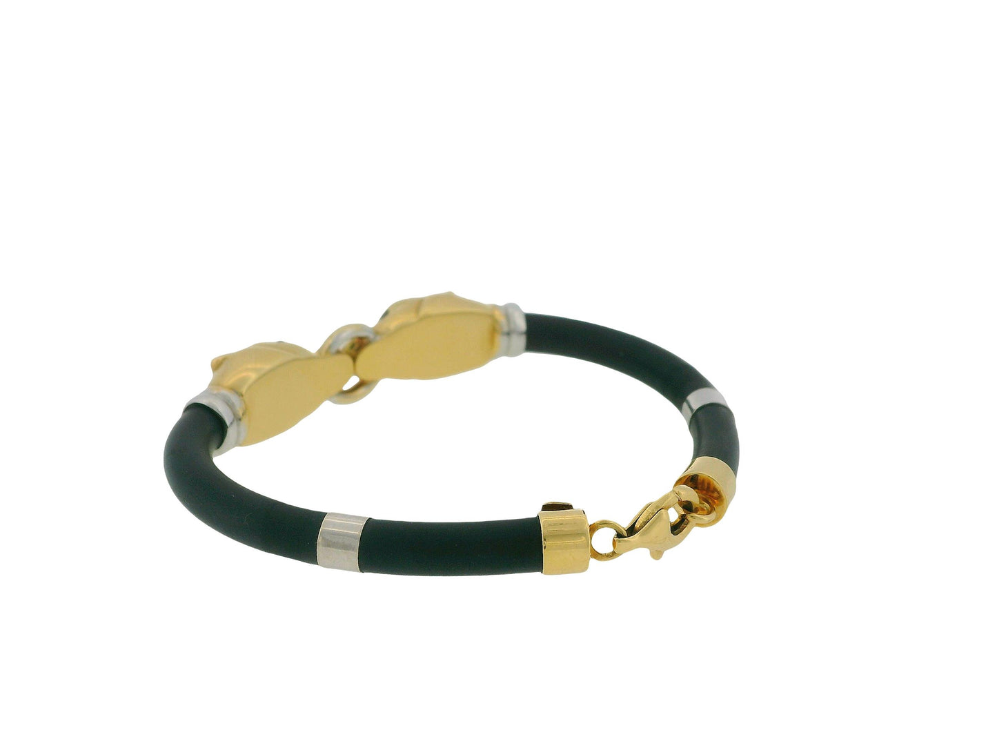 18K Yellow & White Gold Two-Panther With Sapphire Eyes Bracelet