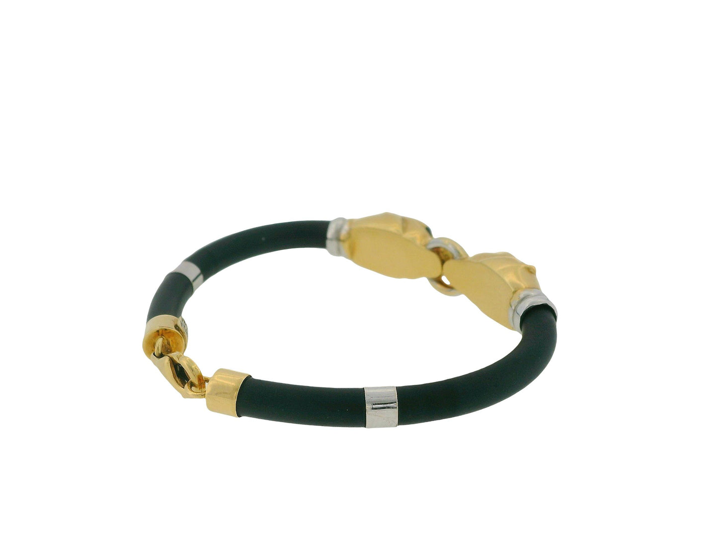 18K Yellow & White Gold Two-Panther With Sapphire Eyes Bracelet
