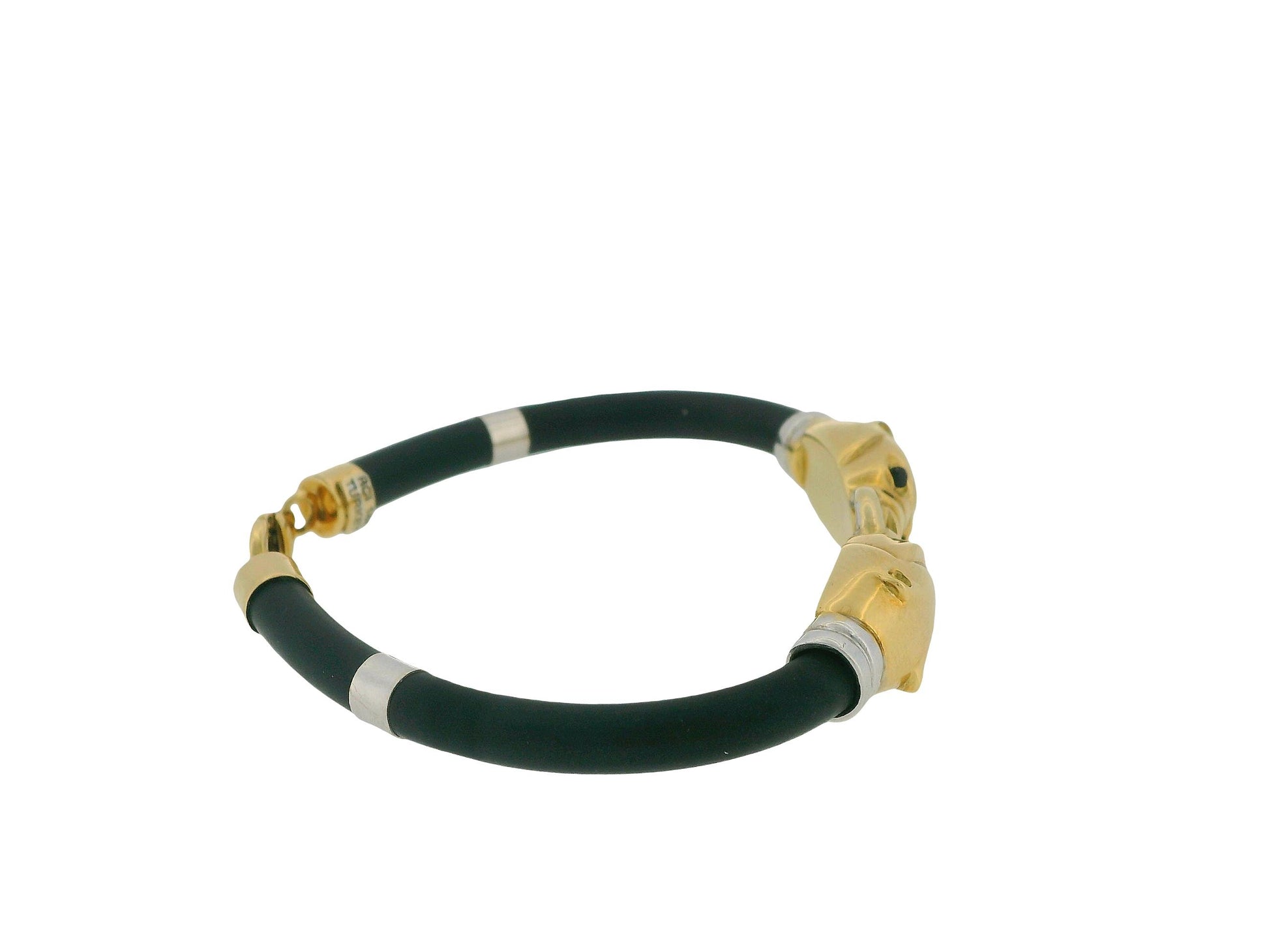 18K Yellow & White Gold Two-Panther With Sapphire Eyes Bracelet