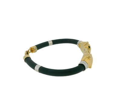 18K Yellow & White Gold Two-Panther With Sapphire Eyes Bracelet