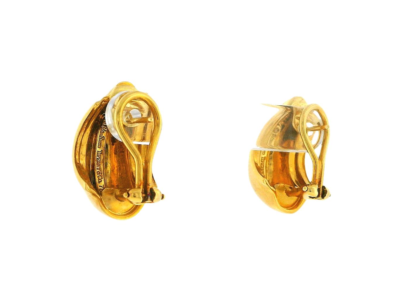 Tiffany & Co Paloma Picasso 18K Yellow Gold Half-Hoop Earrings W/Box
