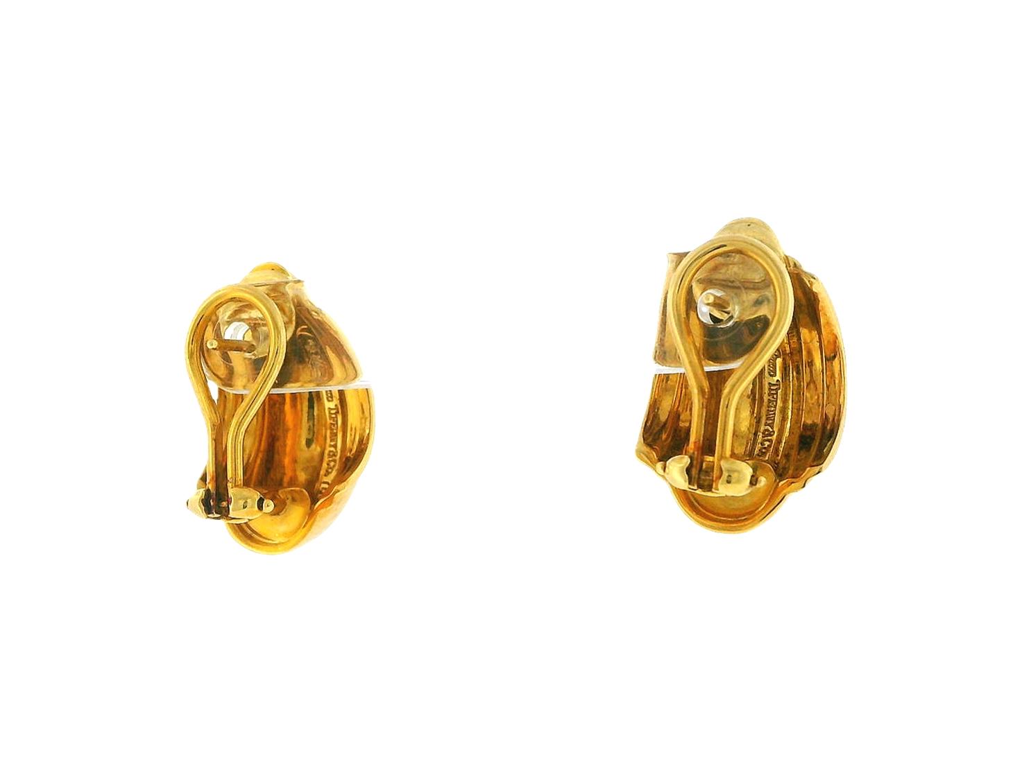 Tiffany & Co Paloma Picasso 18K Yellow Gold Half-Hoop Earrings W/Box