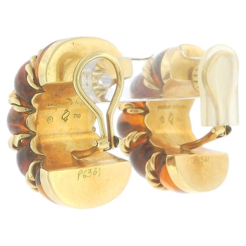 Seaman Schepps 18K Gold and Amber Shrimp Earclips