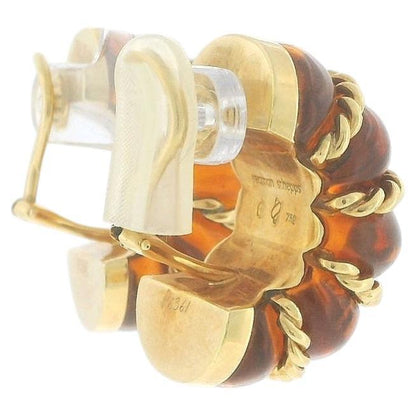 Seaman Schepps 18K Gold and Amber Shrimp Earclips