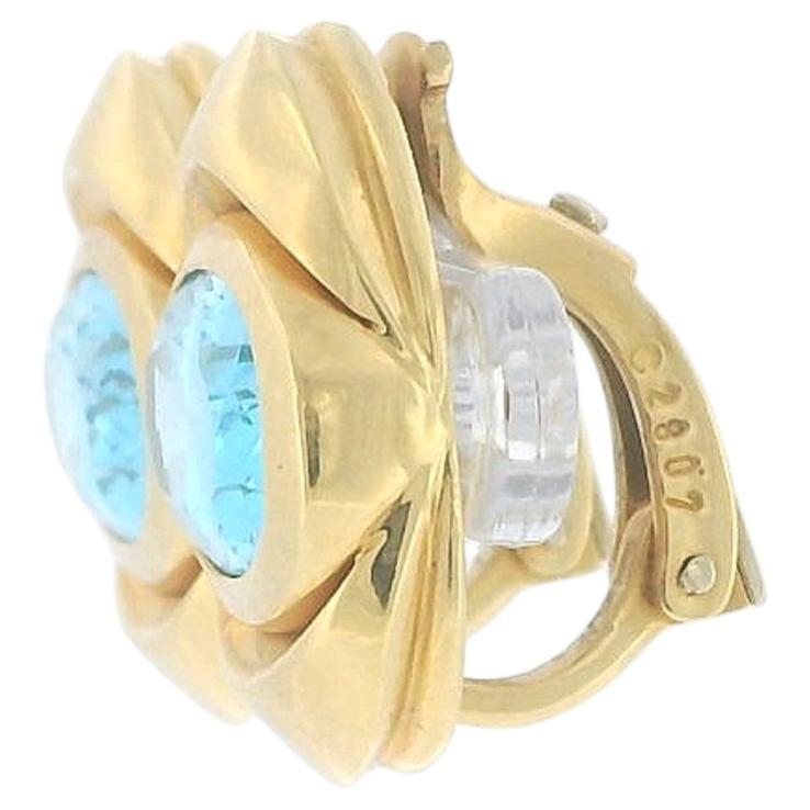 Marina B 18K Yellow Gold Blue Topaz Clip-On Earrings