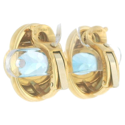 Marina B 18K Yellow Gold Blue Topaz Clip-On Earrings