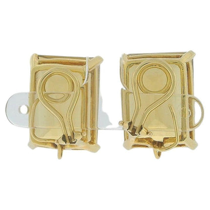 Citrine Emerald-Cut Clip-On Earrings In 18K Yellow Gold