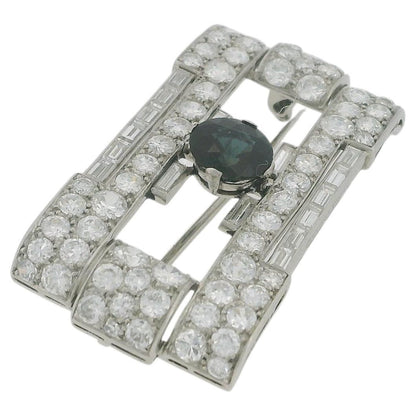 Boucheron diamond art deco brooch 1.91 ct sapphire center