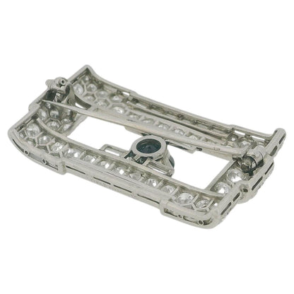 Boucheron diamond art deco brooch 1.91 ct sapphire center