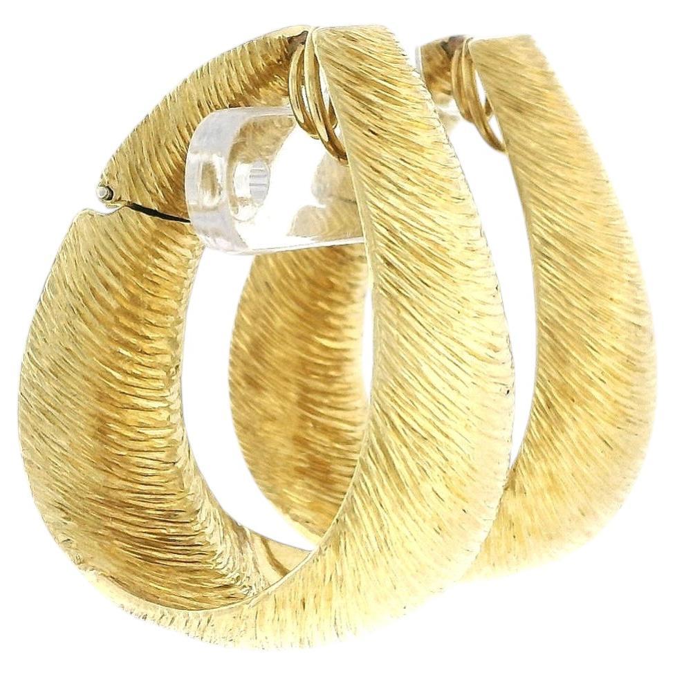 Earrings henry dunay tapered oval hoops textured 18k