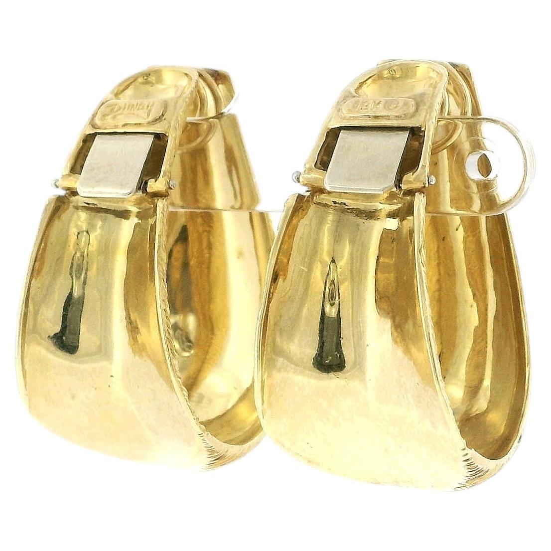 Earrings henry dunay tapered oval hoops textured 18k
