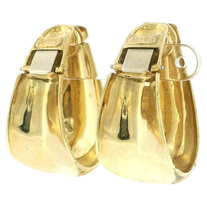 Earrings henry dunay tapered oval hoops textured 18k