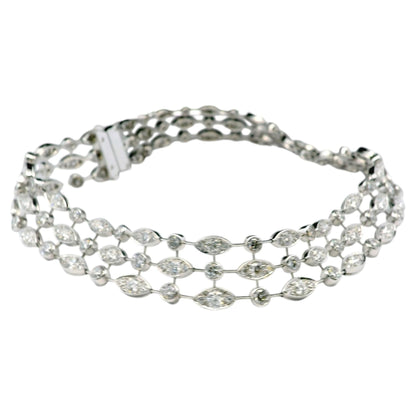Cartier Naiade Choker 3 Row Diamonds & 18K White Gold Necklace