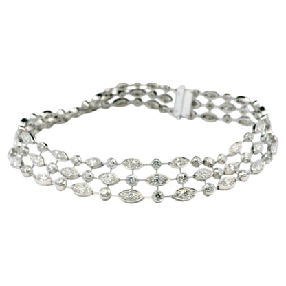 Cartier Naiade Choker 3 Row Diamonds & 18K White Gold Necklace