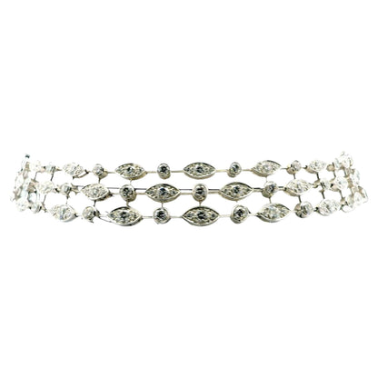 Cartier Naiade Choker 3 Row Diamonds & 18K White Gold Necklace