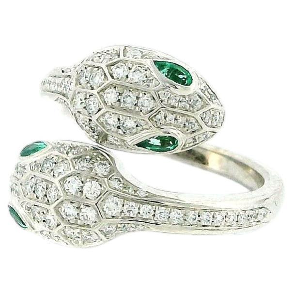 BVLGARI 18K Emerald & Diamond "Serpenti Seduttori" Ring