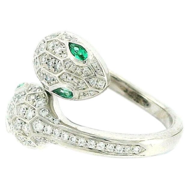 BVLGARI 18K Emerald & Diamond "Serpenti Seduttori" Ring