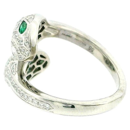 BVLGARI 18K Emerald & Diamond "Serpenti Seduttori" Ring