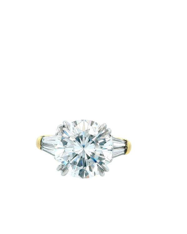 Harry Winston 4.22 Carats Vs2 Diamond Platinum & 18K Gold Ring  Papers