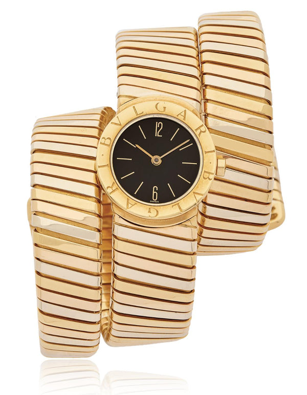 Bvlgari Vintage Tubogas Tricolor, in center watch, Double Wrap Tapered