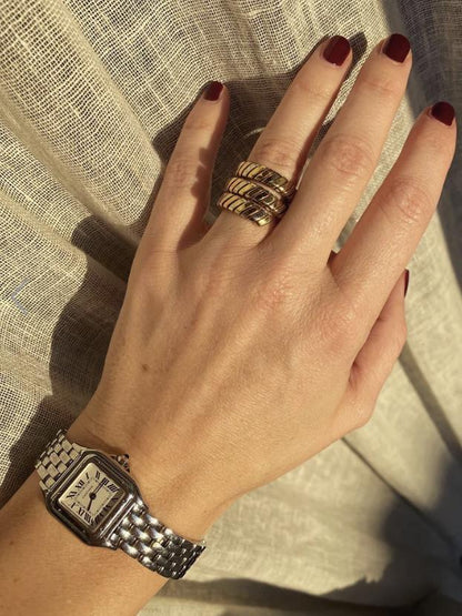 Bvlgari Tubogas 18k Tricolor Snake Ring