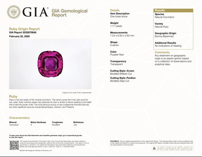 Art-Deco Platinum Burma Ruby Ring & Diamonds GIA Certified
