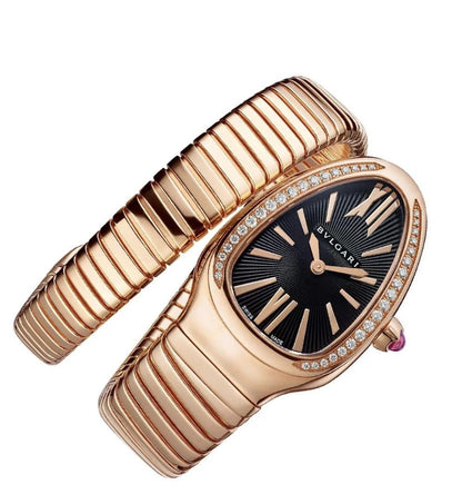 Bvlgari Serpenti Tubogas SPP35G 18K Rose Gold Diamond Bezel Ladies Watch