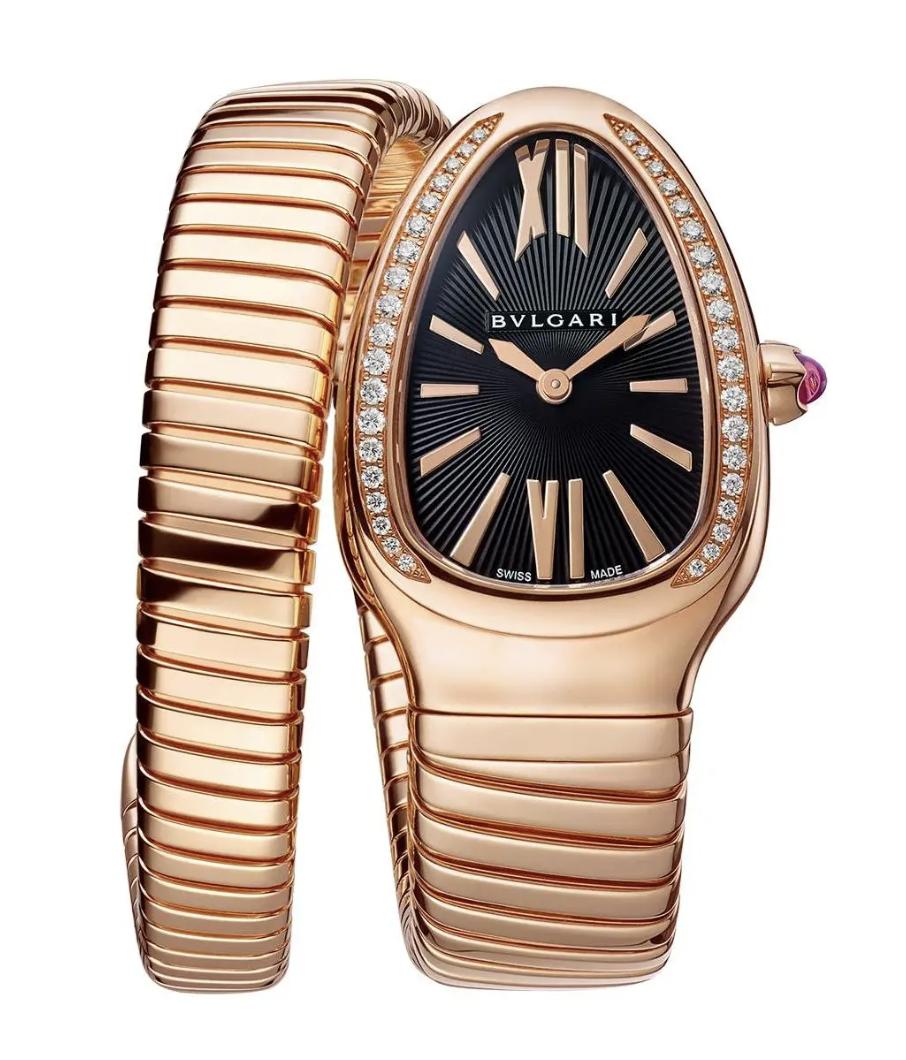 Bvlgari Serpenti Tubogas SPP35G 18K Rose Gold Diamond Bezel Ladies Watch