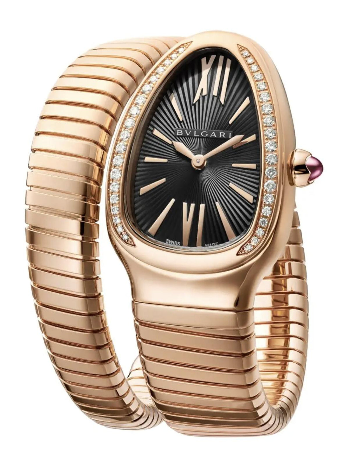 Bvlgari Serpenti Tubogas SPP35G 18K Rose Gold Diamond Bezel Ladies Watch