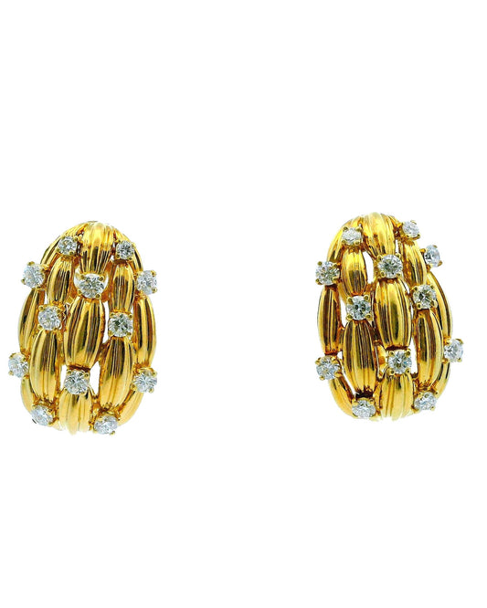 Tiffany & Co. Signature Series 18K Yellow Gold & Diamond Earrings