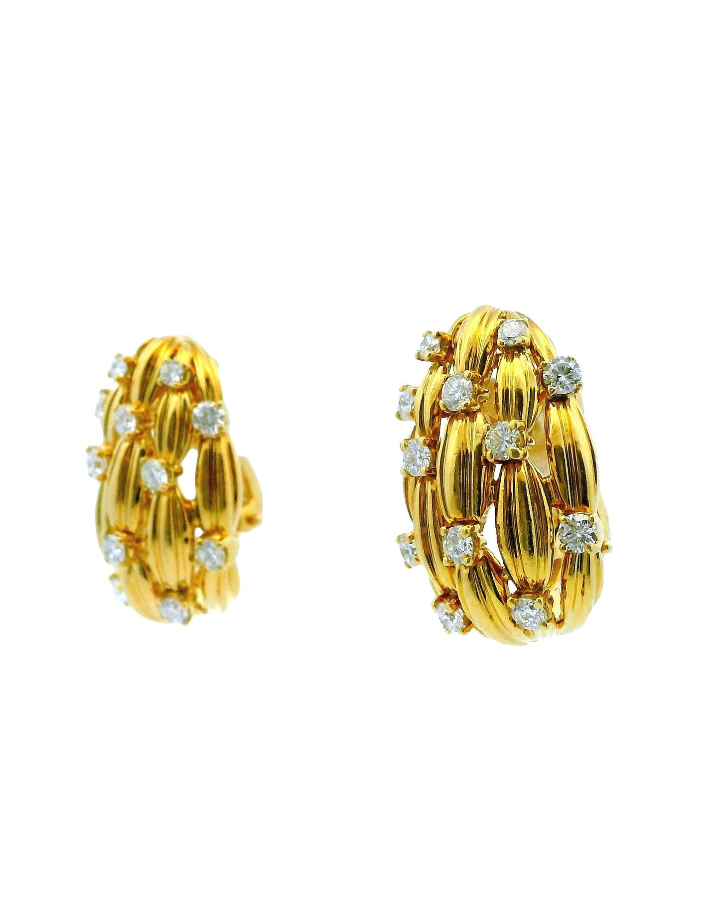Tiffany & Co. Signature Series 18K Yellow Gold & Diamond Earrings