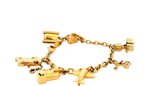 Cartier Estate 18K Yellow Gold 7 Charm Merry-Go-Round Bracelet