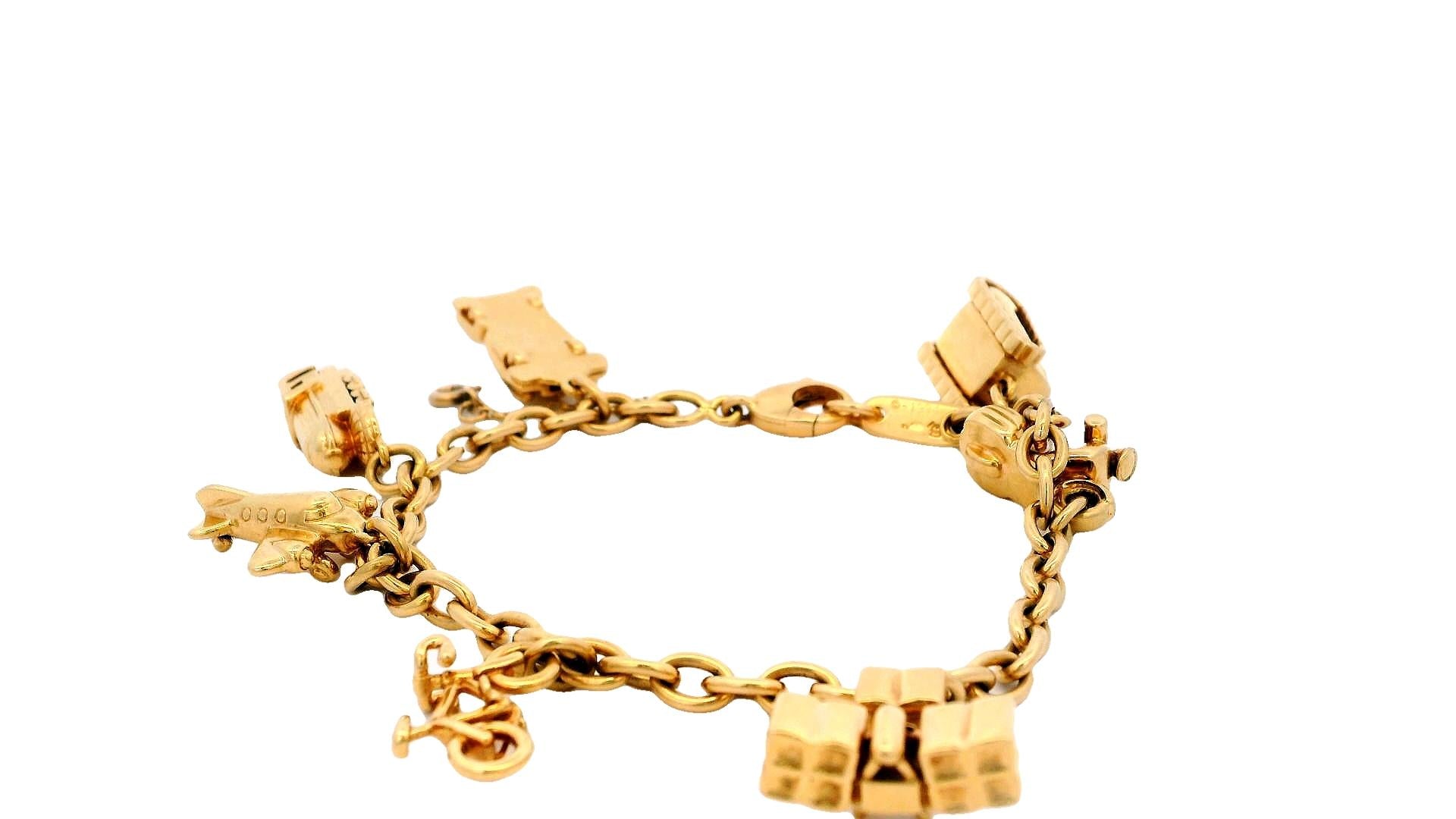 Cartier Estate 18K Yellow Gold 7 Charm Merry-Go-Round Bracelet