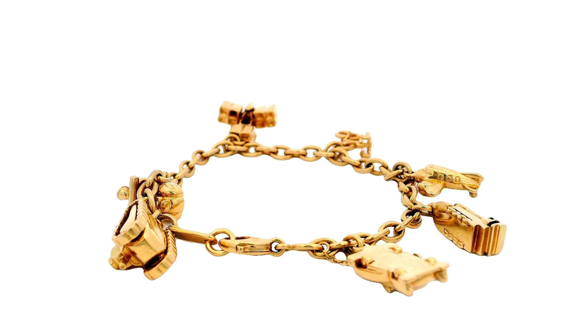 Cartier Estate 18K Yellow Gold 7 Charm Merry-Go-Round Bracelet