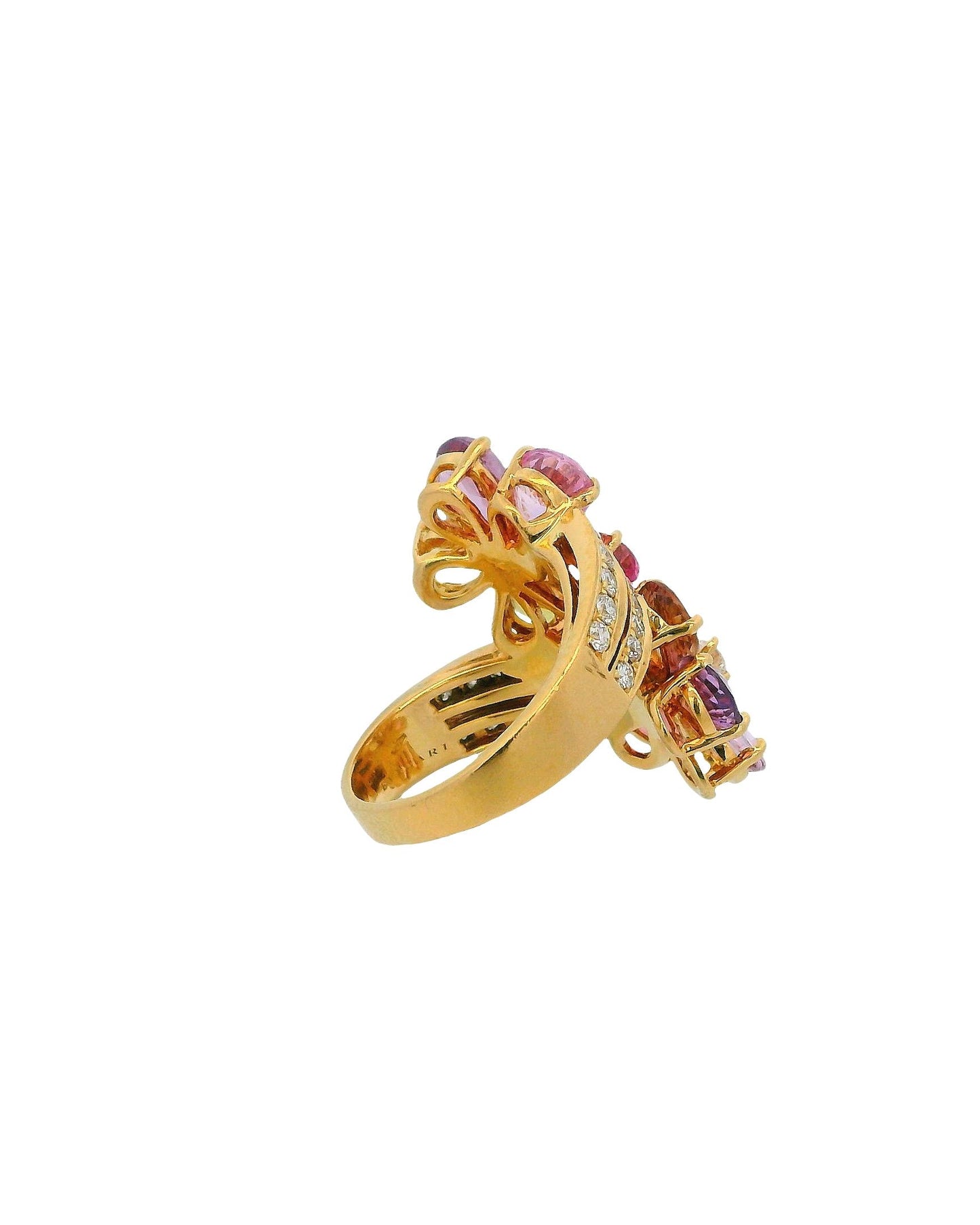 Bulgari Sapphire Flower Large Ring in Yellow Gold with Diamonds and Sapphires