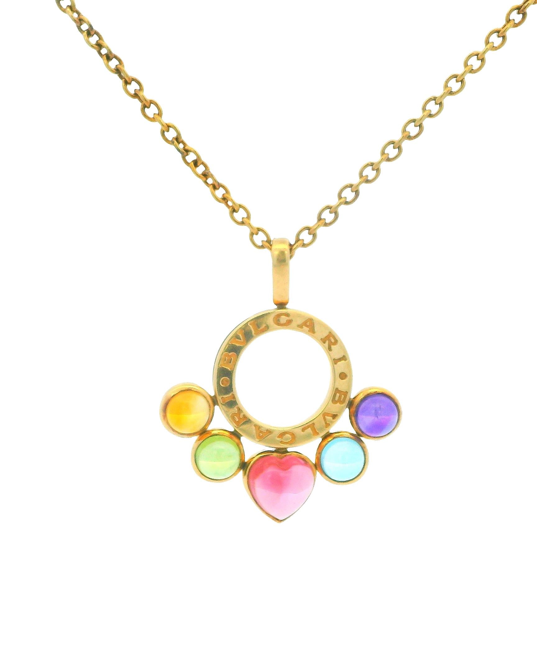 BVLGARI Allegra 18K Yellow Gold Multicolor Stone Necklace Ladies Necklace